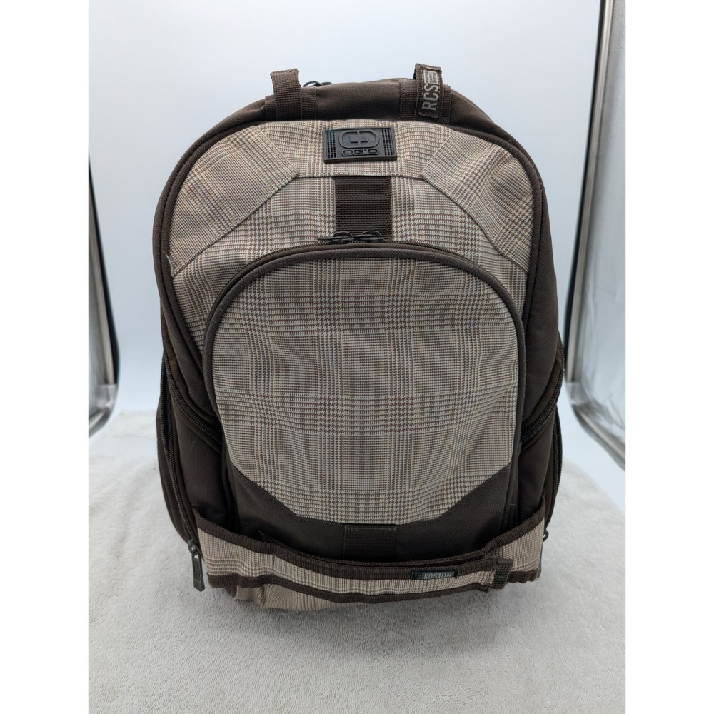 OGIO Godfather Eric Koston Backpack Brown Plaid Laptop Bag Travel Rucksack